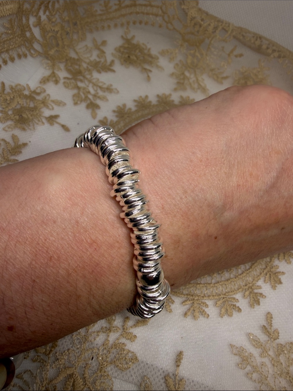 925 Sterling Silver Handmade Jump Ring Stretch Bracelet clean girl stackable - Picture 6 of 7